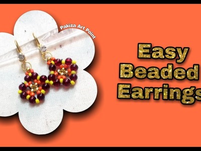 Beaded Earring Tutorial || Square Earrings free pattern. How to make beaded earrings.
