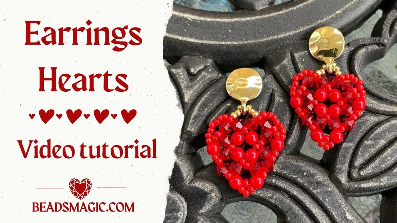 Beaded earrings tutorial. Beaded heart tutorial. DIY earrings. DIY heart. Valentine´s day tutorial