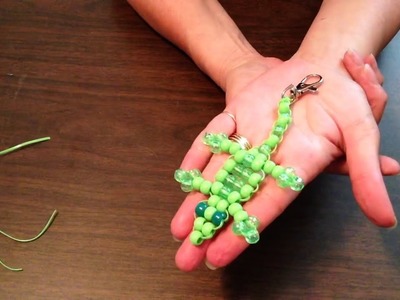 Beaded Gecko Keychain #beading #beadcraft #beads
