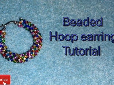 Beaded hoop earrings chenille stitch tutorial