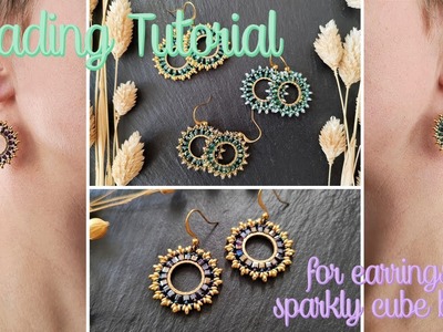 Beading Tutorial #2 | sparkly "Simin" earrings, handmade jewelry with galvanized cube beads