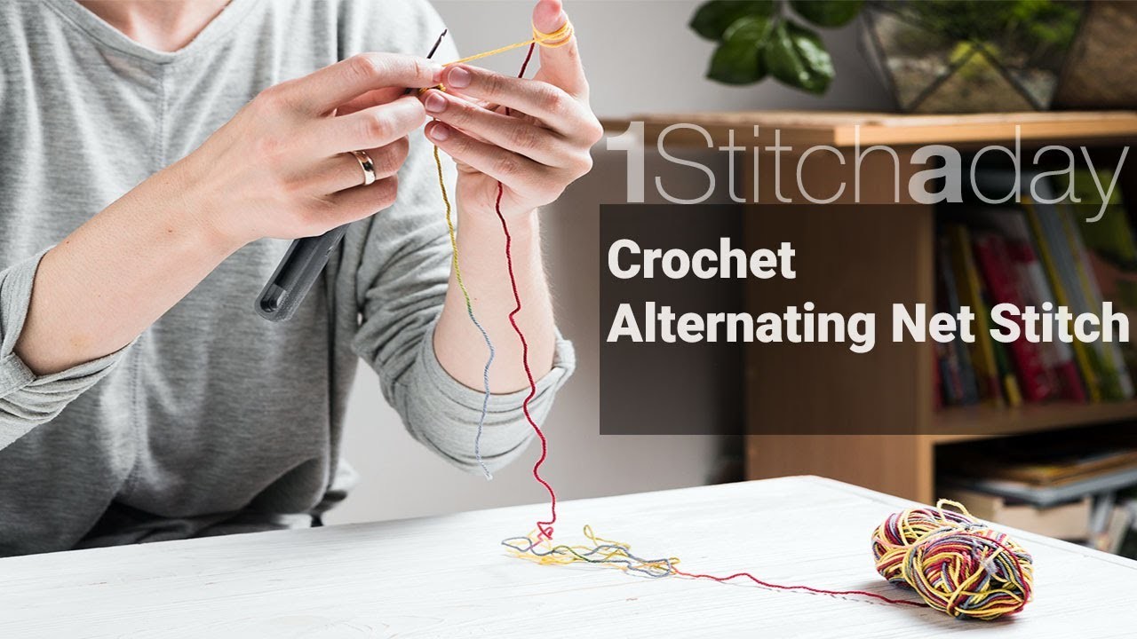 Crochet Alternate Block  Net Stitch -  Learn 1 crochet stitch a day