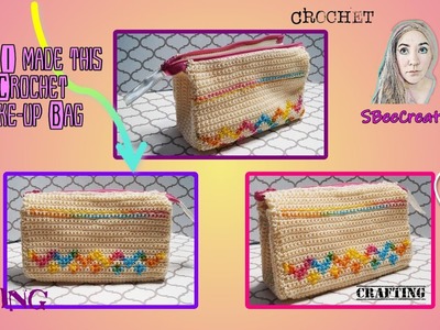Crochet. How To Make A DIY Make-up Bag With Vinyl Lining. Zipper!