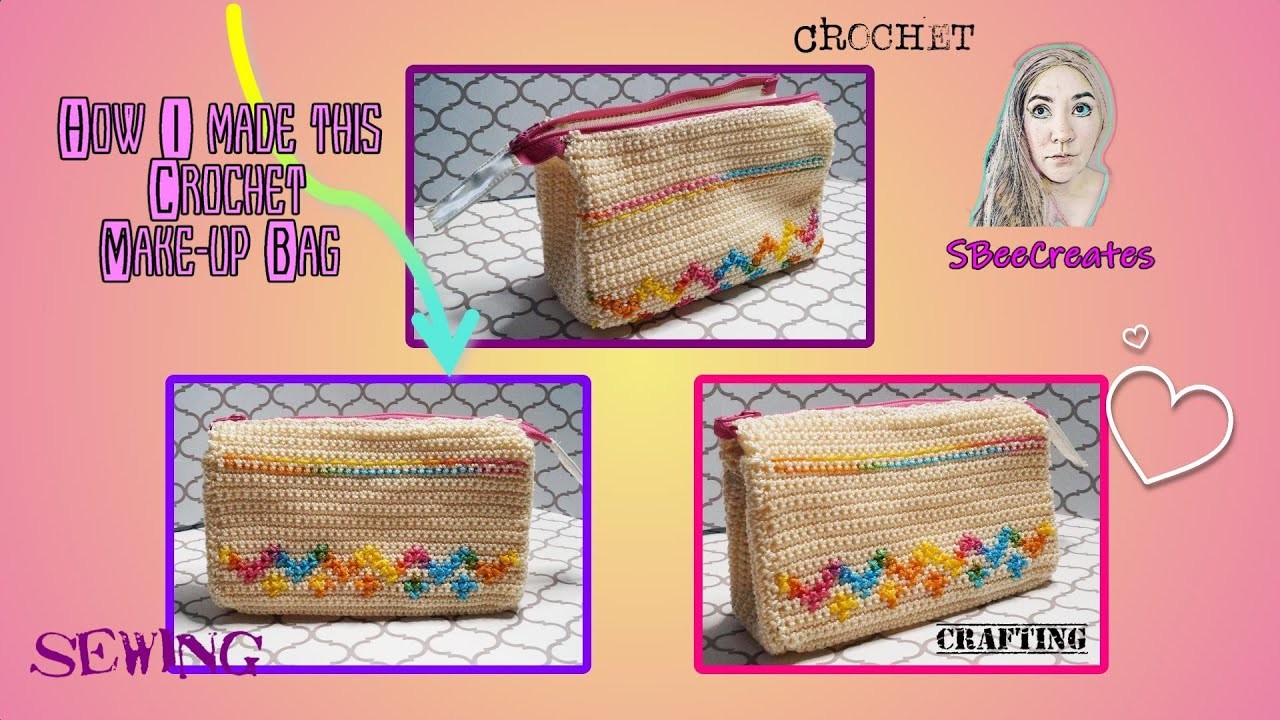 Crochet. How To Make A DIY Make-up Bag With Vinyl Lining. Zipper!