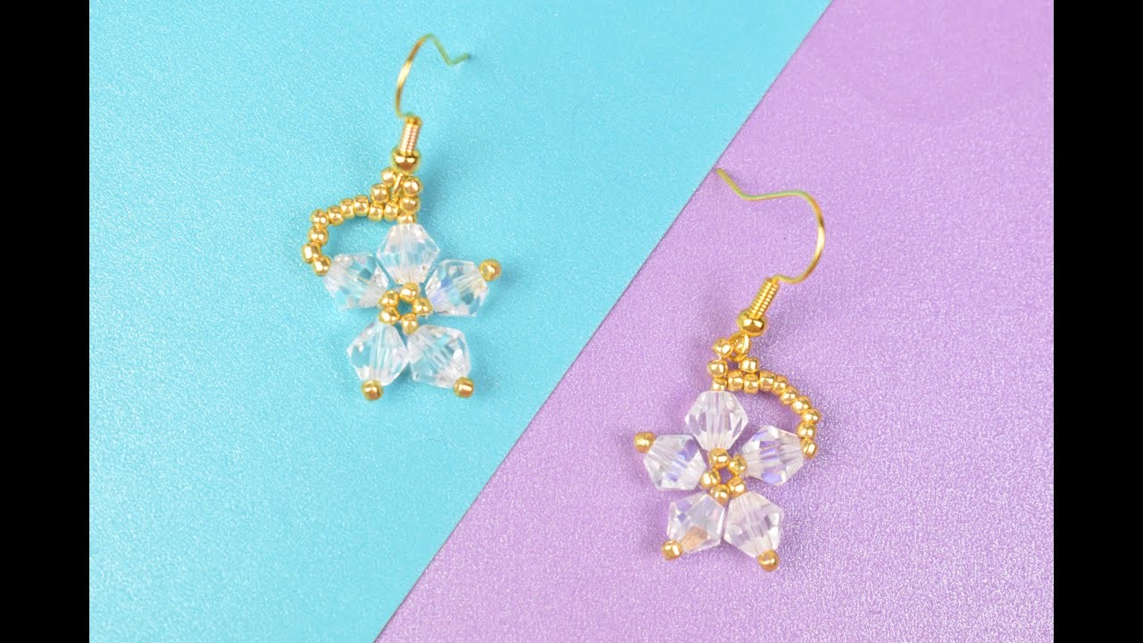 Crystal Flower Beaded Earrings Tutorial