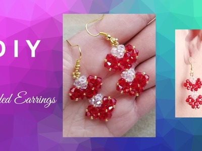 DIY Bicone Earrings. How to make simple Valentine Earrings. Materials in the description box