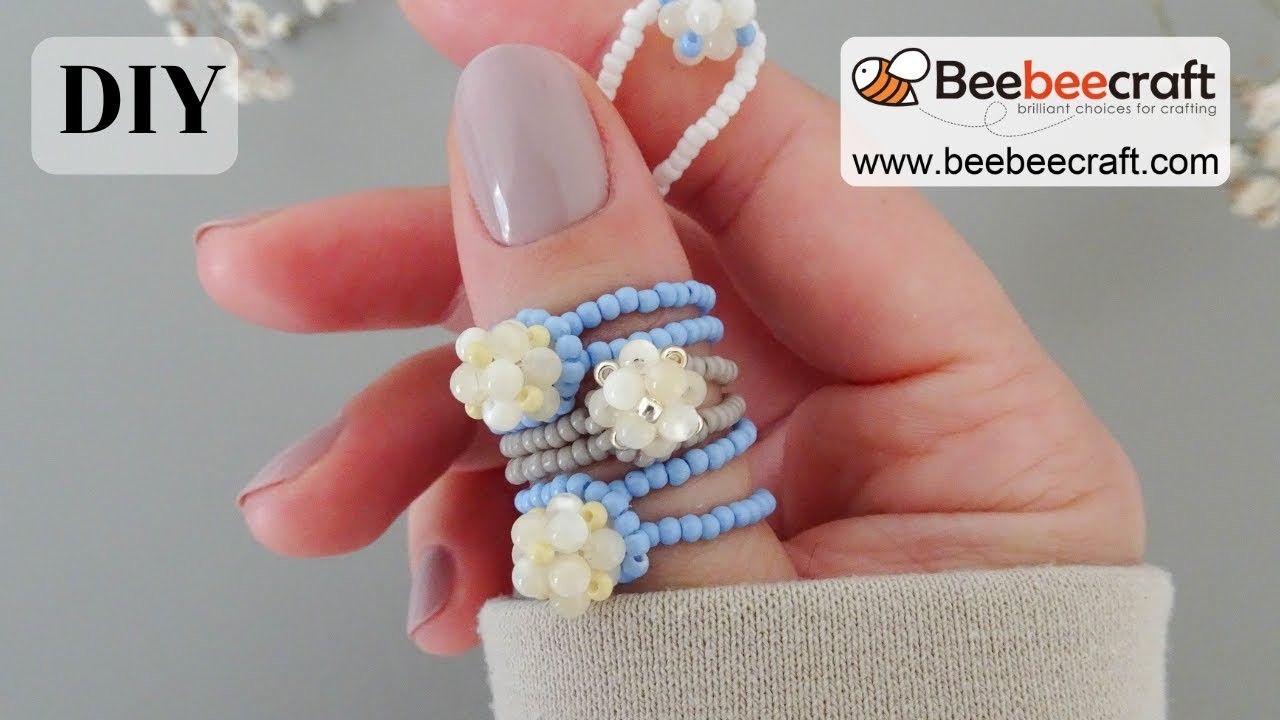 DIY How to make seed beades ring.jewelry making.Easy beaded ring