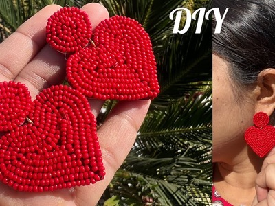 DIY valentine's special earrings | DIY beaded heart shape earrings | best out of waste | DIY
