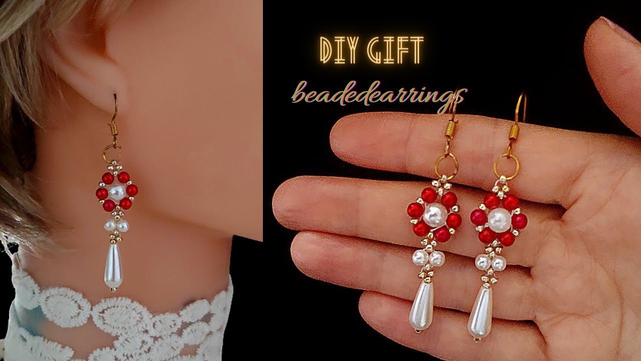 Earrings gift for HER. How to make earrings with beads