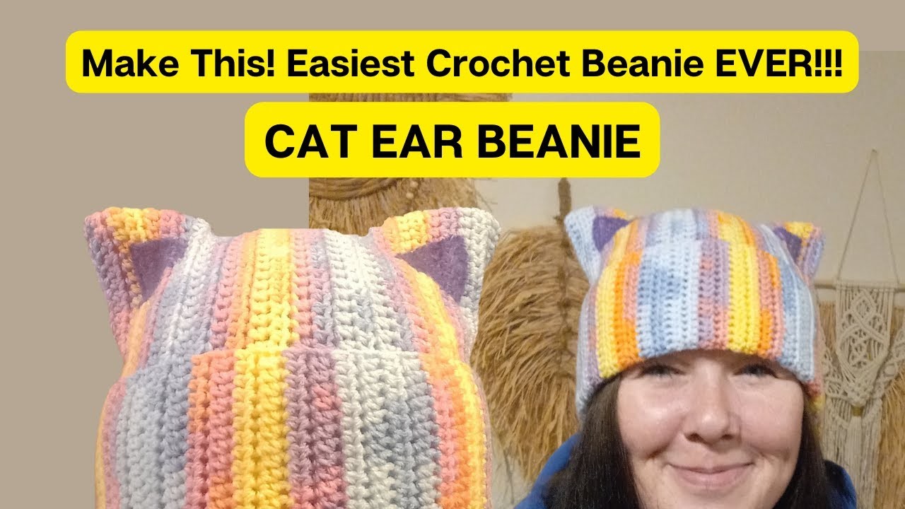 Easiest Crochet Beanie Ever! Must watch learn how to make this new cat ear beanie for free!!!!