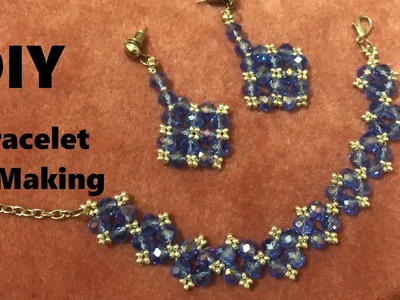 Easy bracelet making. DIY. How to make bracelet and bead jewelry set with crystal rondelle?