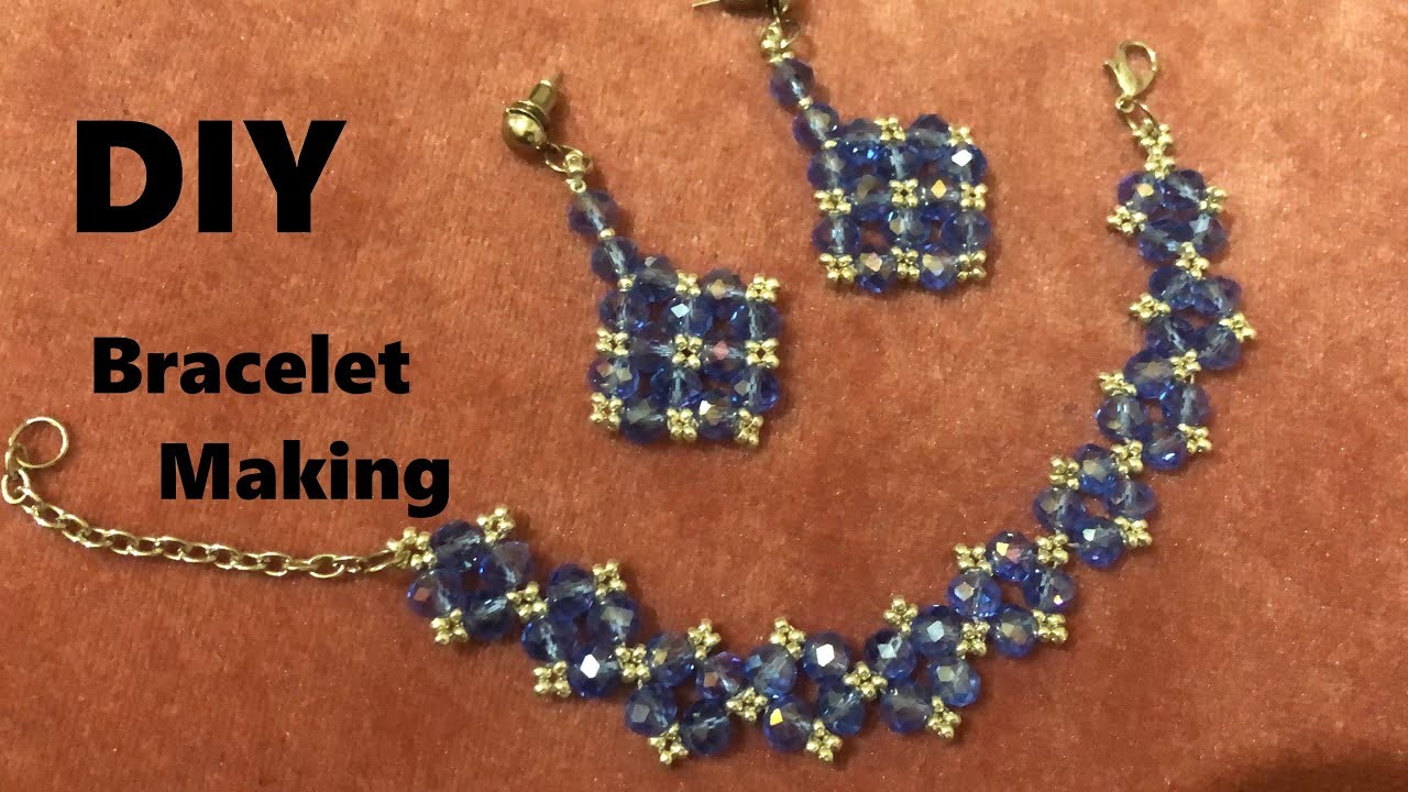 Easy bracelet making. DIY. How to make bracelet and bead jewelry set with crystal rondelle?