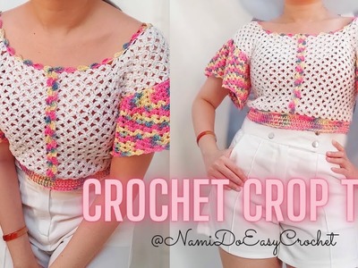Easy Crochet for Summer: Crochet Rainbow Crop Top Part 1 #crochet #easycrochet