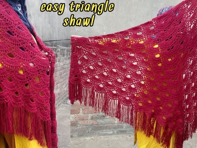 Easy crochet shawl for beginners.how to crochet shawl.shawl ki bunayi crochet shawl tuttorial