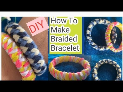 Easy DIY Braid Bracelets With Thread and Ribbon . Statement Braided Fabric Bracelet