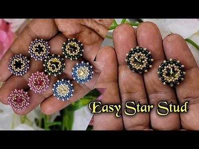 Easy star stud earrings.DIY Beaded earrings for beginners.Beaded jewelry making