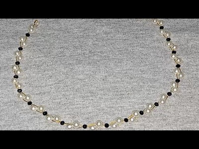 Easy to make Pearl Necklace| #pearlnecklace|Pearl crystal bead necklace making