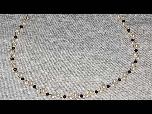 Easy to make Pearl Necklace| #pearlnecklace|Pearl crystal bead necklace making