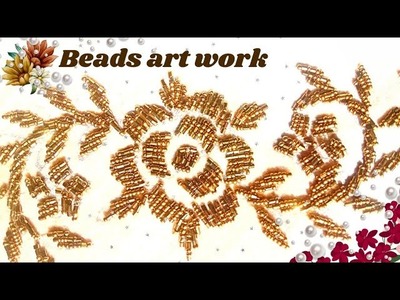 Hand embroidery border design| beads work tutorial |beads art work| beded work