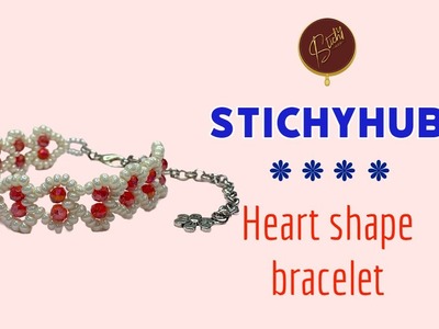 Handmade heart shape bracelet #stichyhub #handmadejewelry   #beadbracelet
