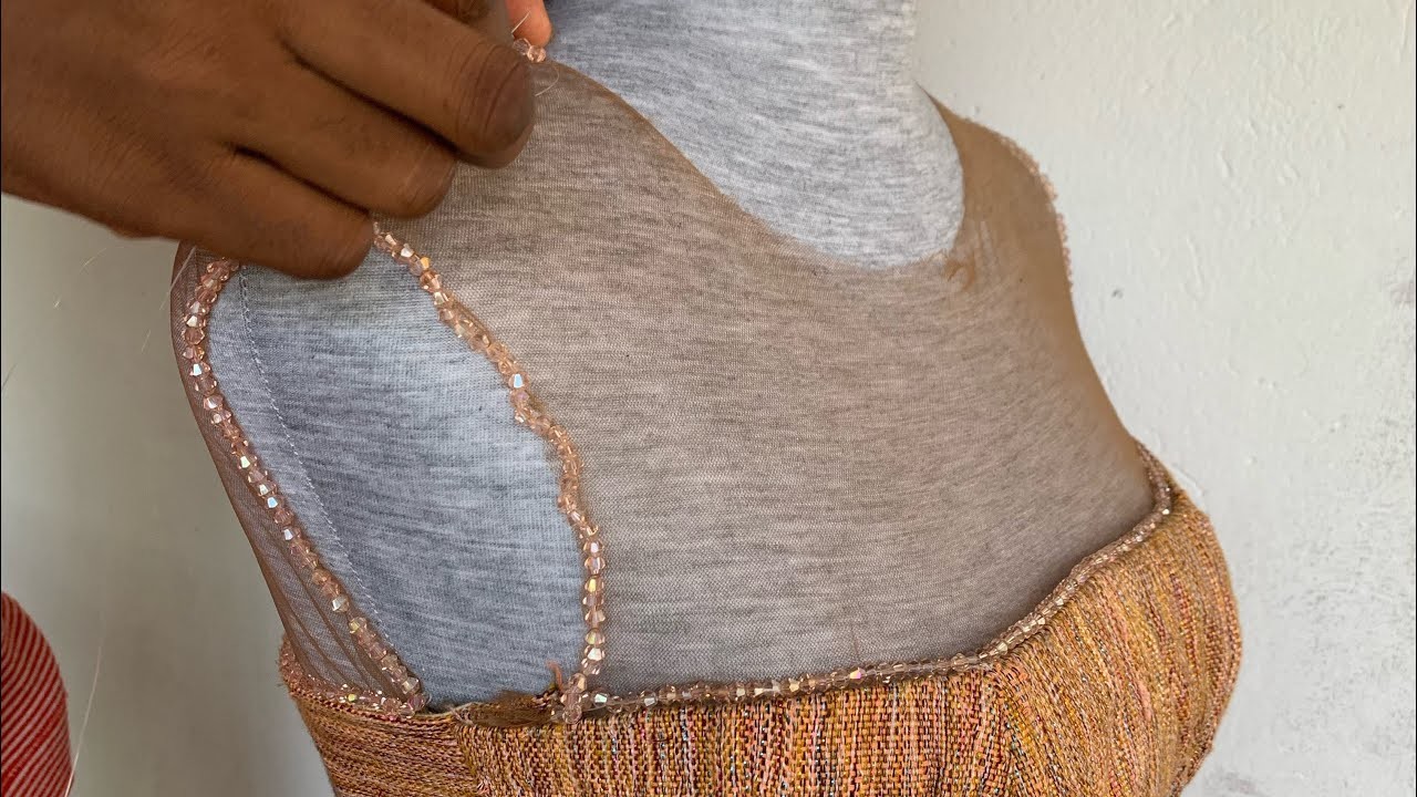 How to bead on tulle for wedding gowns and kente dresses; Kente beading made easy. #beadwork