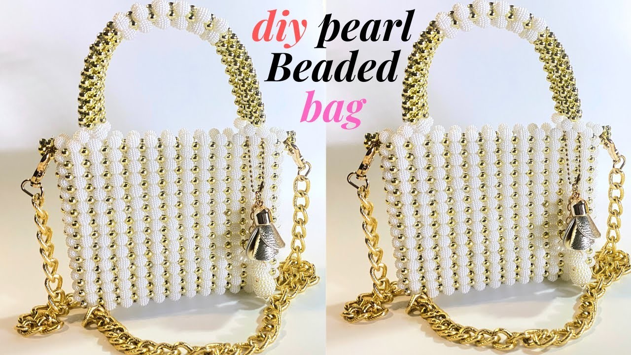 HOW TO MAKE A PEARL BEADED BAG(TUTORIAL FOR BEGINNERS)HOW TO MAKE A RHINESTONE PEARL BEADED BAGPURSE