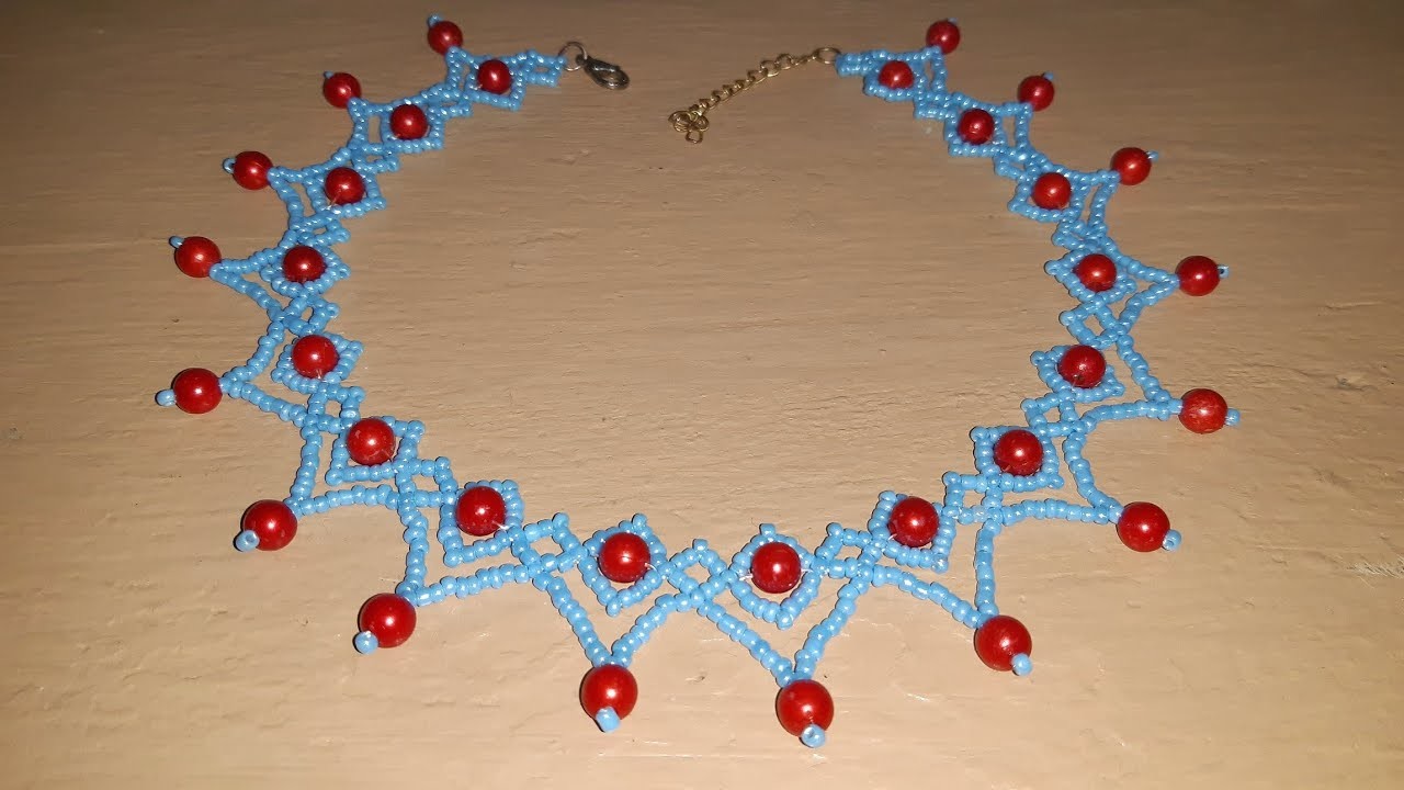 How to make beaded collar necklace with seed beads & pearls.Simple & elegant.very easy for beginners