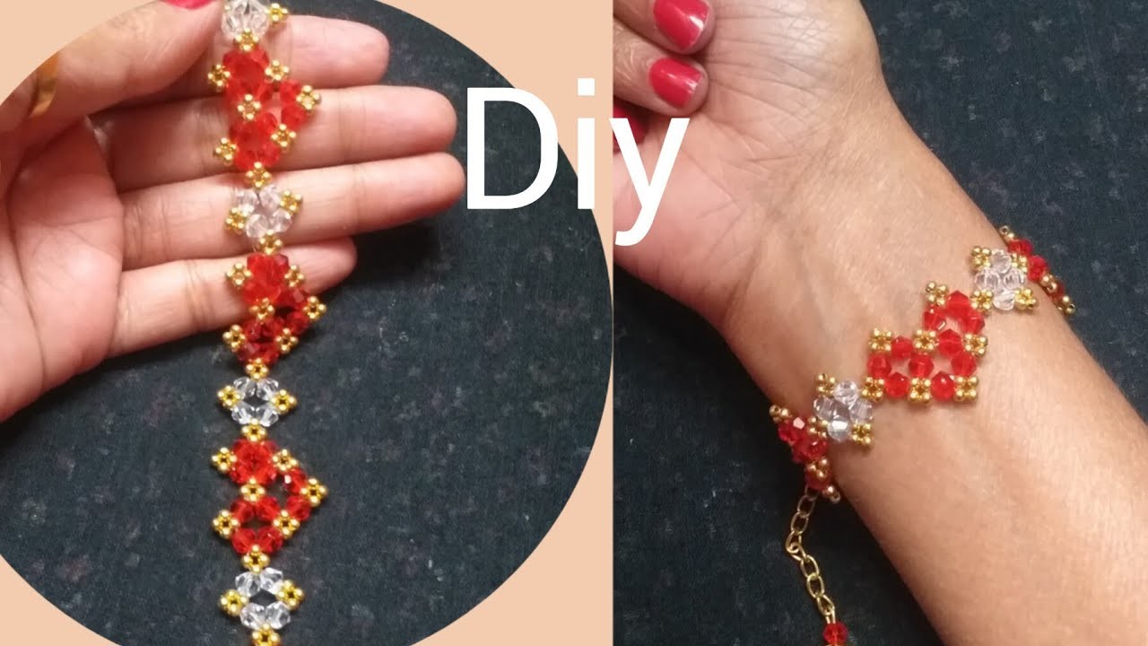 How to make Beaded Heart bracelet.DIY jewelry #diy #beginners #beadedheart