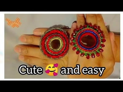 How to make beaded rings at home|Garh me anghooti kese bnayen #beads #beadedring ##viral