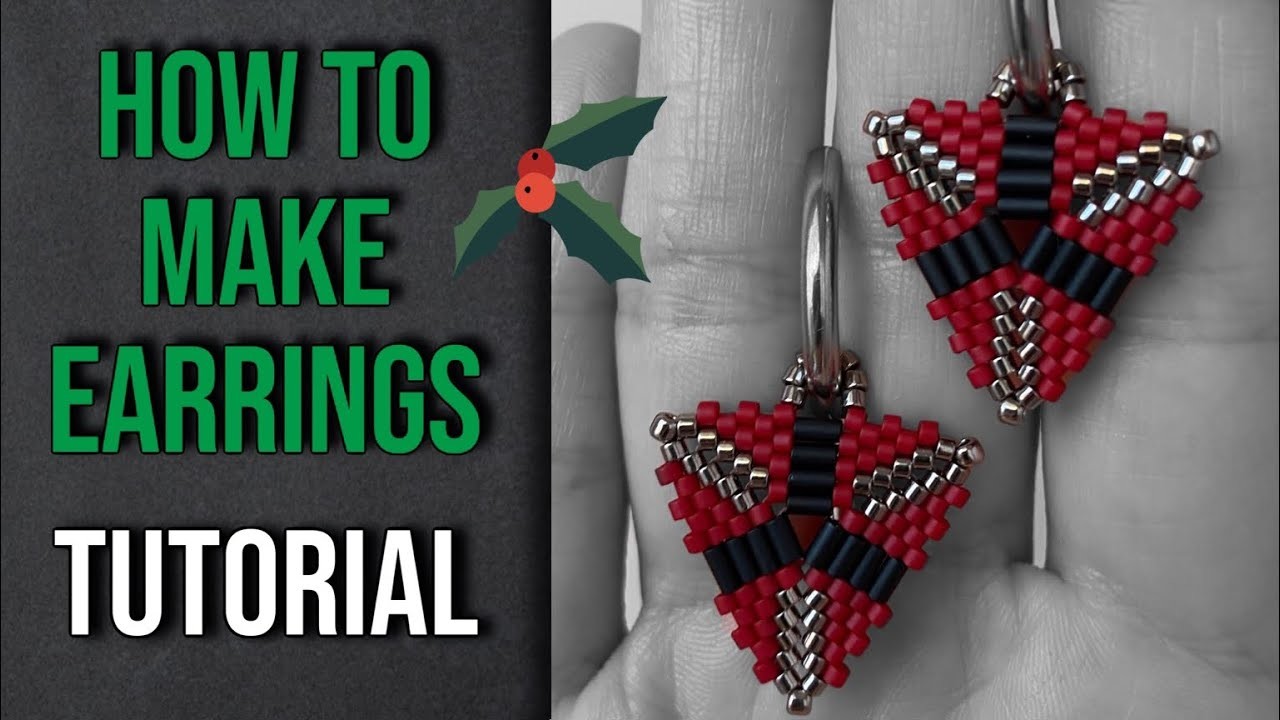 How to make beautiful triangular beaded earrings. How to make jewelry. Beading tutorial.