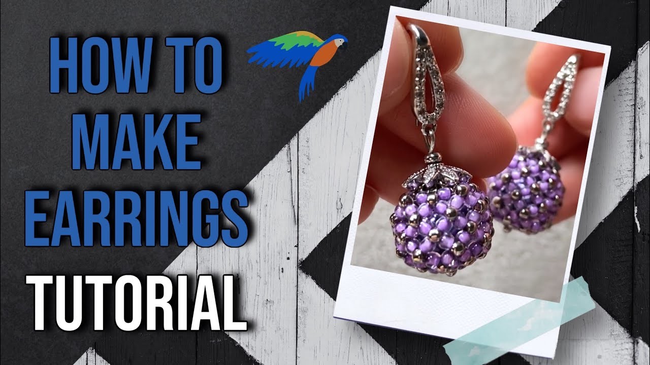 How to make blueberry beaded bead earrings. Jewelry tutorial.