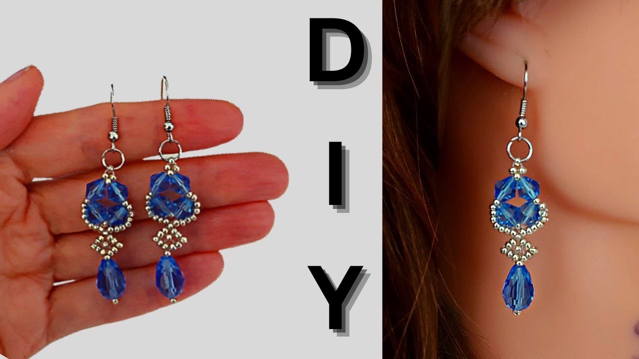 How to make earrings. Beads earrings tutorial. Crystal earrings pattern