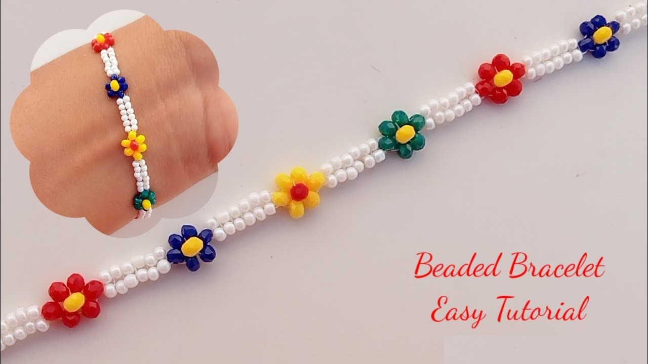 How To Make Easy Bracelet.Esay Beading Tutorial.Daisy Bracelet.DIY