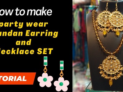 How to make party wear Kundan Earring and Necklace SET ||Best meenakari kundan jewellery making
