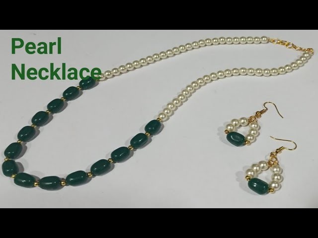 How to make Pearl necklace easy way| DIY necklace with earring #pearlnecklace