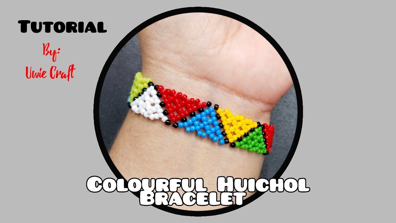 How to Make Simple Colourful Huichol Bracelet.Anklet.Choker|| Gelang Manik Corak SINUBUNG||DIY