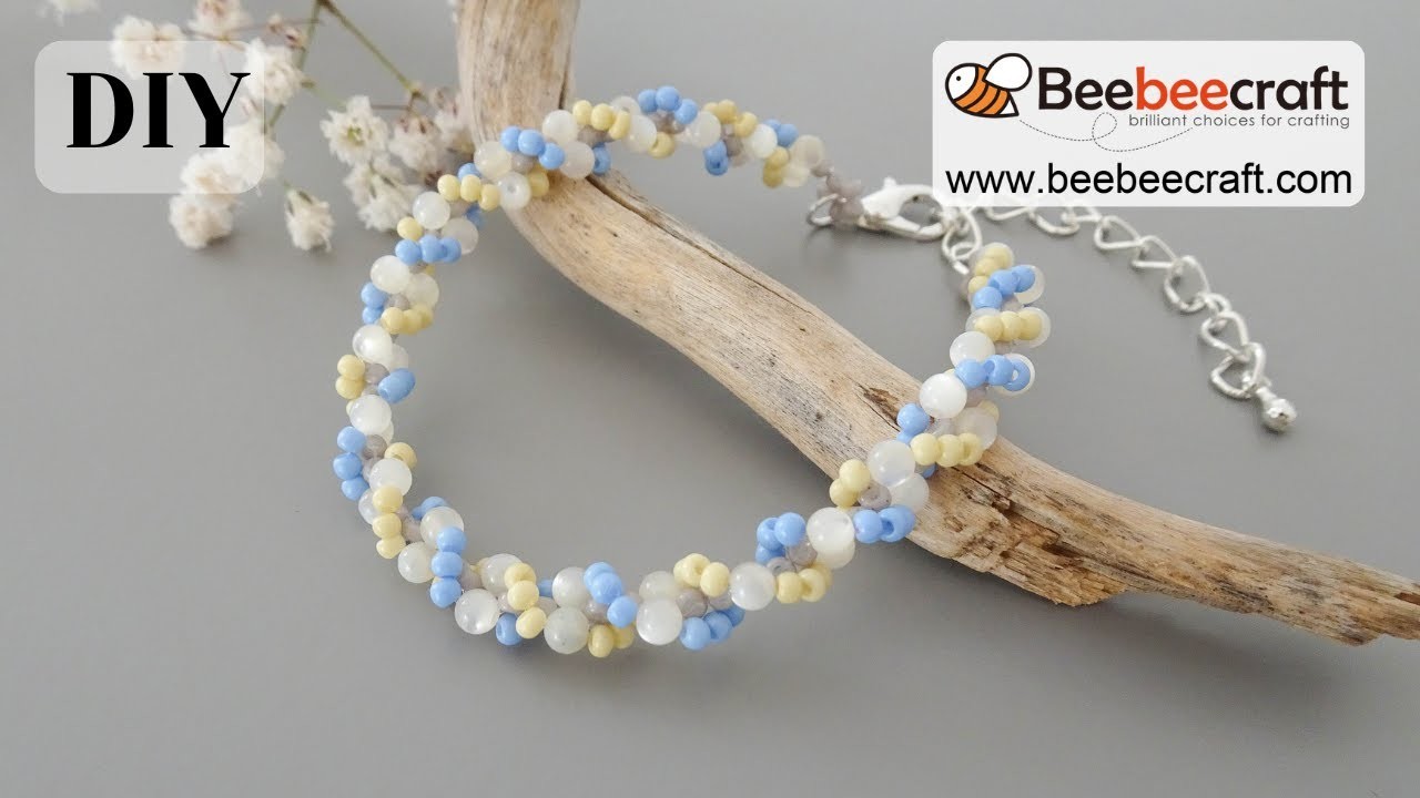 How to make Spiral beaded bracelet with seed beads.Jewelry making Beebeecraft.Tutorial
