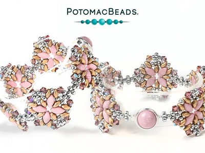 IrisDuo Floral Squares Bracelet - DIY Jewelry Making Tutorial by PotomacBeads