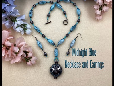 Midnight Blue Neecklace and Earrings Tutorial