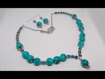 Necklace and Earrings Set Made with Curated Bead Box January 2023 and GGC's Treasure Bag