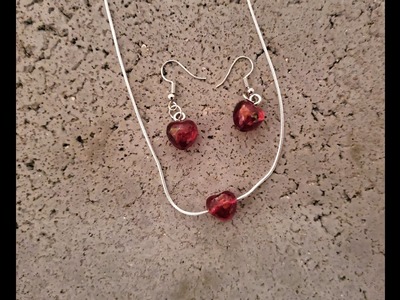 Resin 3D Heart on Sterling Silver Rope Necklace with Matching Heart Earrings