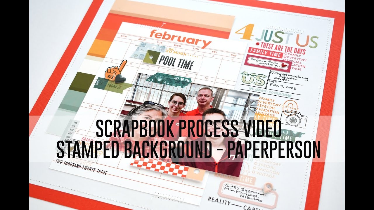 Scrapbook Process Video - Stamped Background. PaperPerson