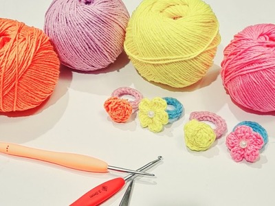 Super easy crochet rose ring tutorial  _ crochet rings patterns for beginners
