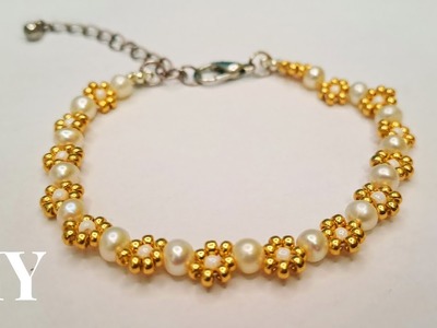 This BEADED Bracelet Tutorial Is So Fast and Easy.How to make a Daisy Chain Beaded Bracelet