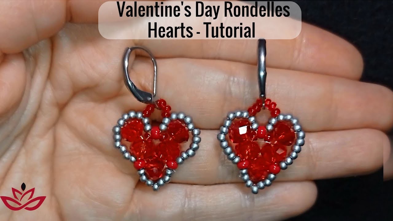 Valentine`s Day Hearts Earrings with Rondelles - Tutorial || DIY