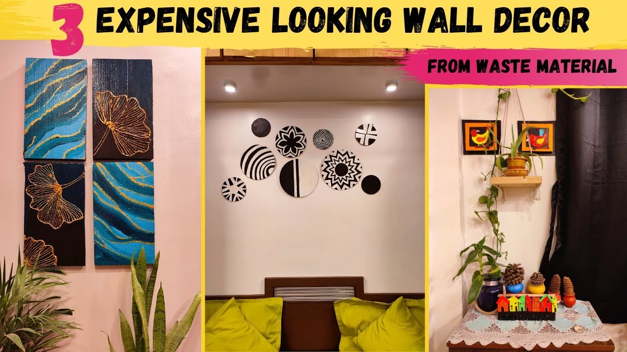 3 DIY Wall Decors from #wastematerials| How to make homemade #clay  #bestoutofwaste #cardboard #diy