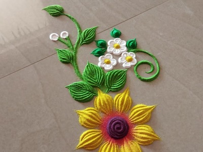 Beautiful flower rangoli design. Attractive flowers design. Rangoli by kalai
