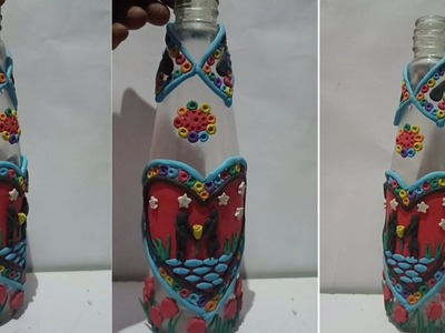 Bottle craft for Valentine's day special.Bottle craft ideas #bottlecraft #diy #clayart