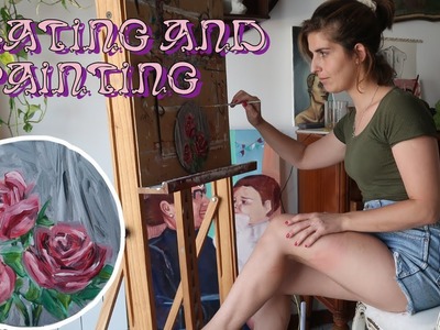 Cozy Summer Sunday oil painting flowers for the first time | Art Vlog