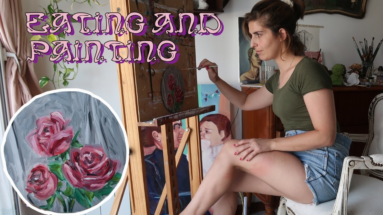 Cozy Summer Sunday oil painting flowers for the first time | Art Vlog